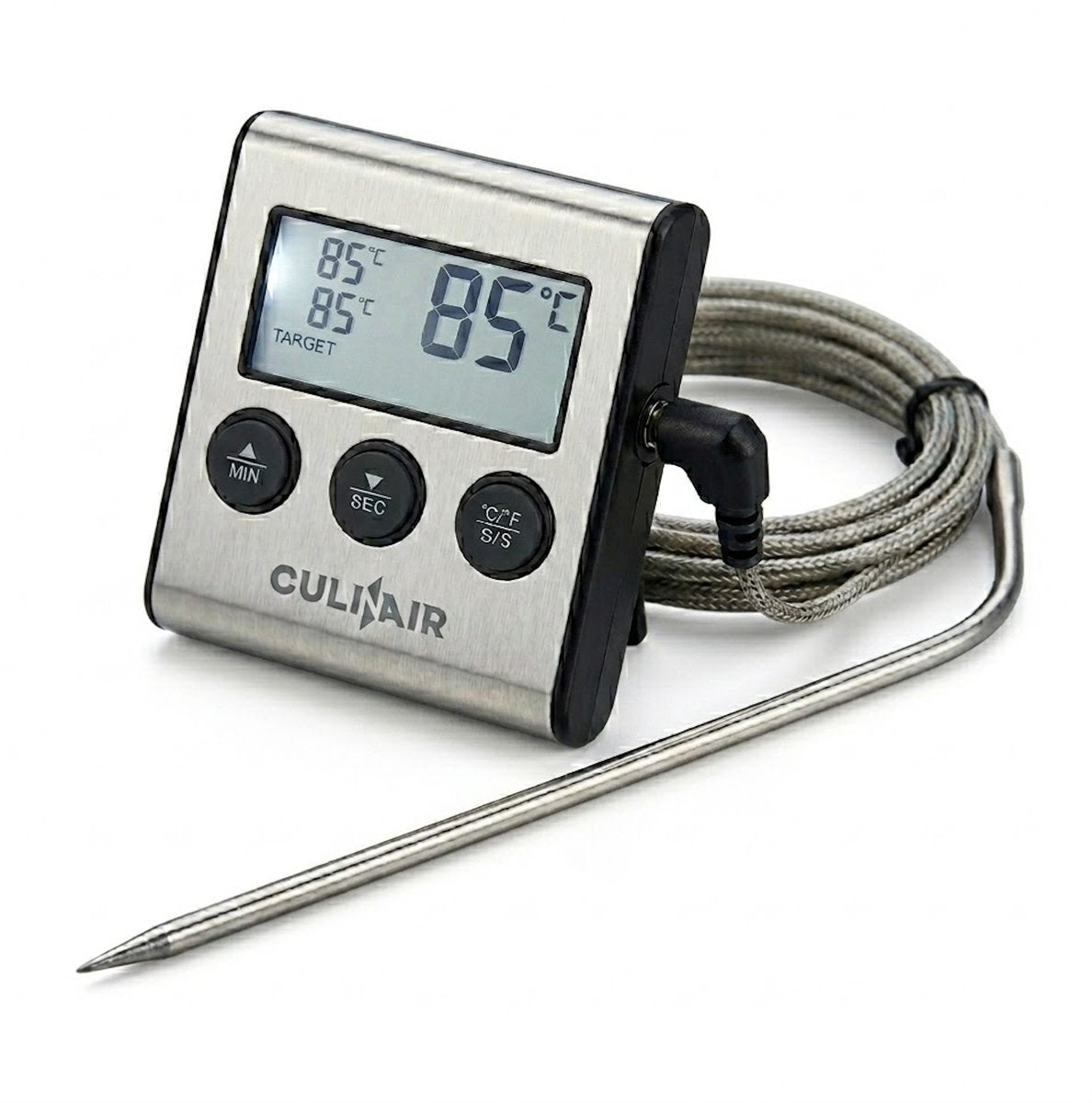 Culi-N-Air Digitale Thermometer – Kernthermometer – Keukenthermometer – BBQ Thermometer – Vleesthermometer – Oventhermometer – Suikerthermometer – RVS Sonde – LCD Display