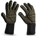 Culi-N-Air Premium BBQ Handschoenen - Hittebestendig tot 500°C - Ovenhandschoenen - Extra Lange Mouw - Siliconen Antislip Grip - 1 Paar - Zwart/Goud